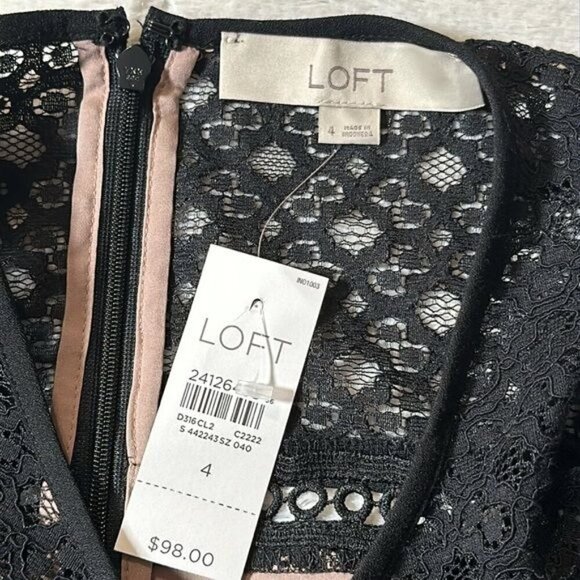 Loft Boudoir Lace Cold Shoulder Black Nude Dress size 4 NEW NWT - Picture 9 of 16
